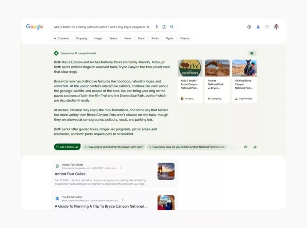 Google vyhledávání AI změny výsledky struktura vzhled Labs ukázka web