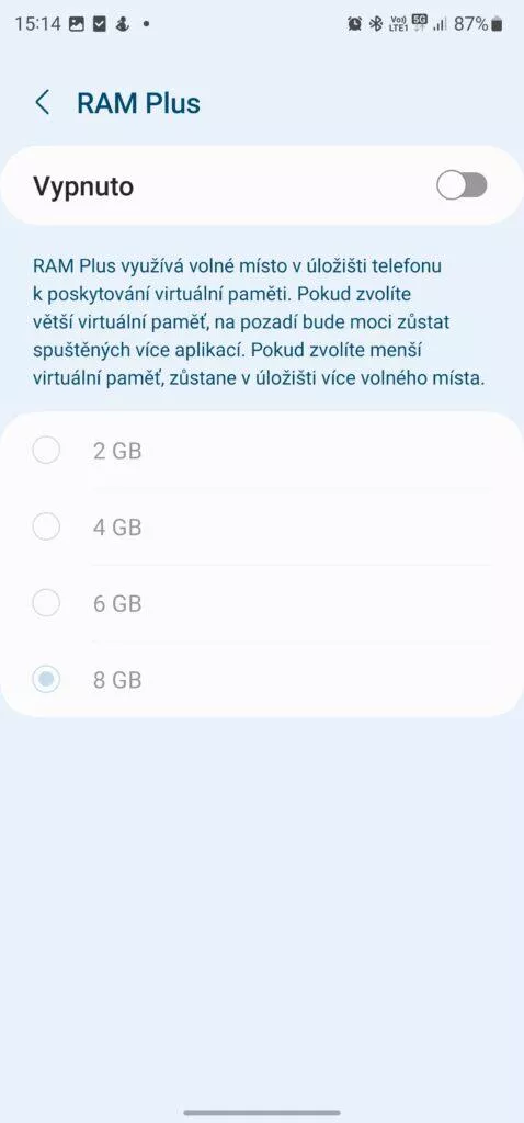jak vypnout ram plus samsung