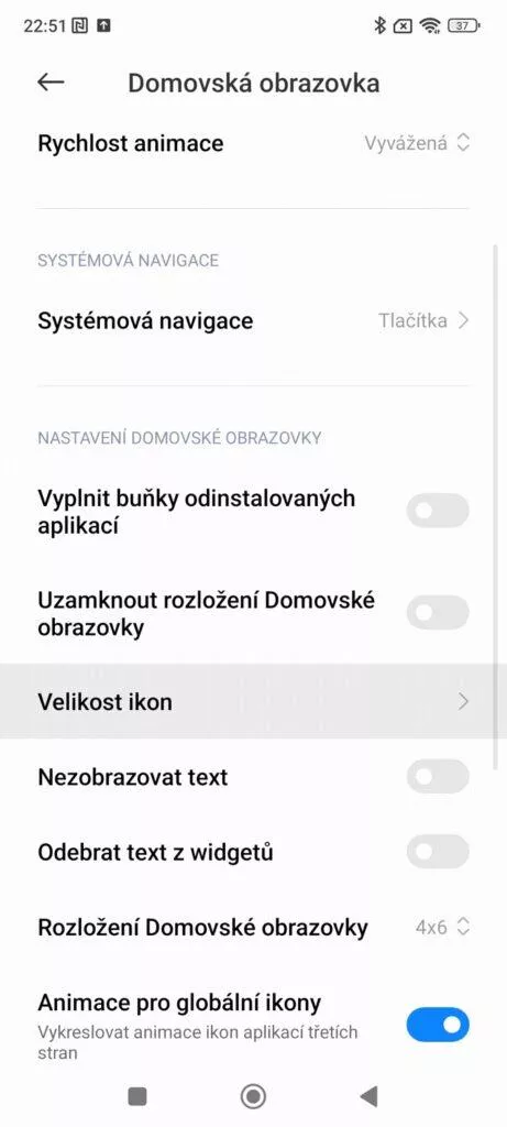 MIUI 14 Změna velikosti ikon menu