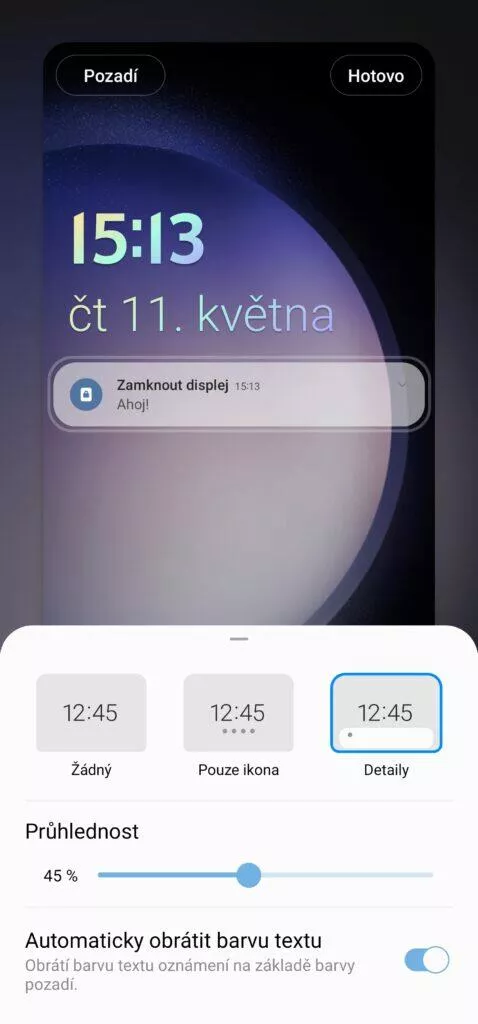 one ui 5 zmačená obrazovka