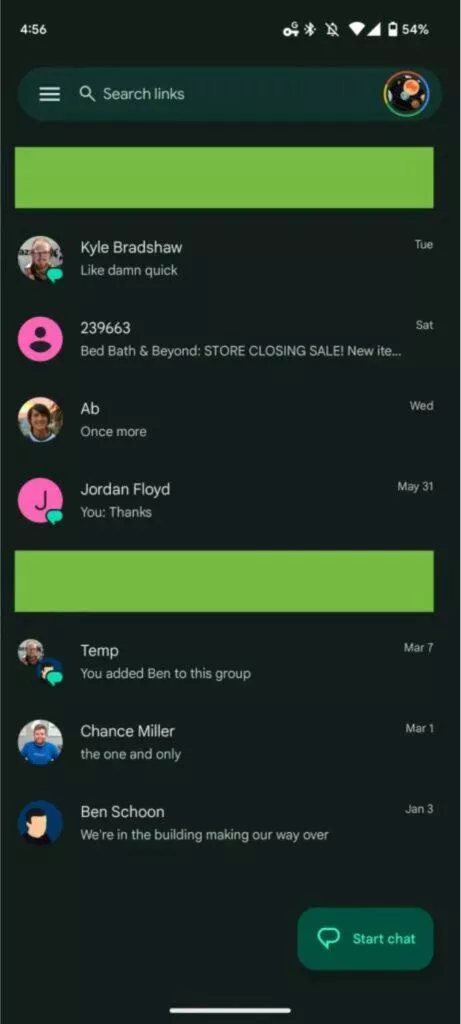 Google Zprávy označení RCS chat ikona