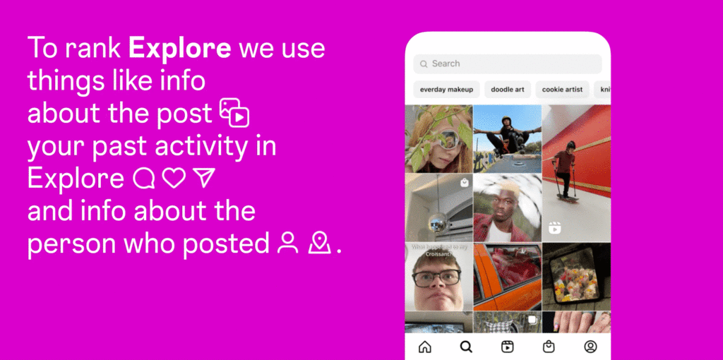 Instagram příspěvky řazení pravidla Prozkoumat
