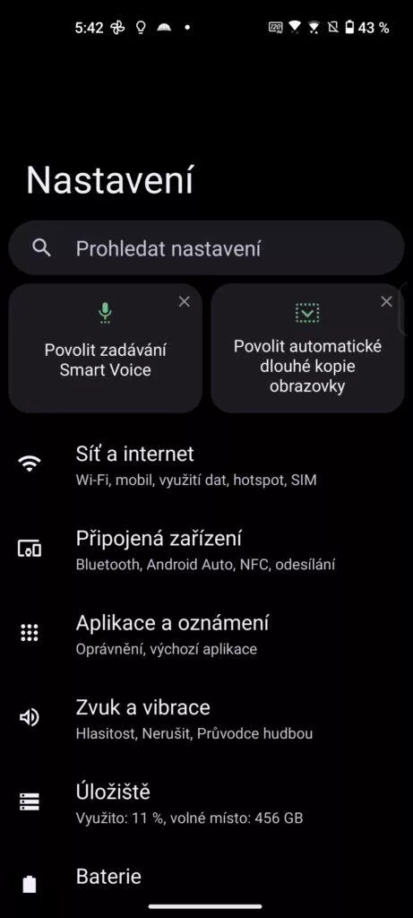 nastavení