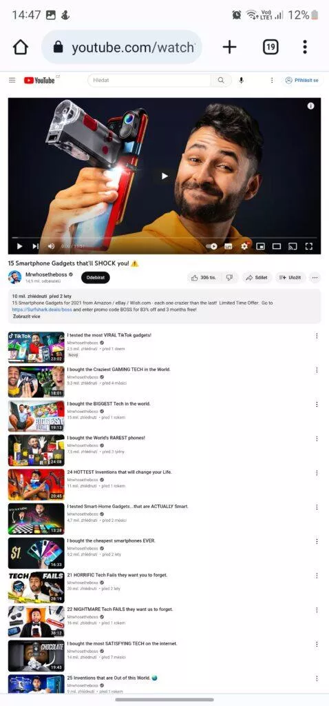 youtube desktop režim na mobilu