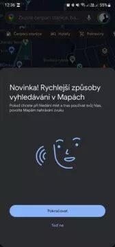 Mapy Google hlasové zadávání vyhledávání Asistent Google novinka