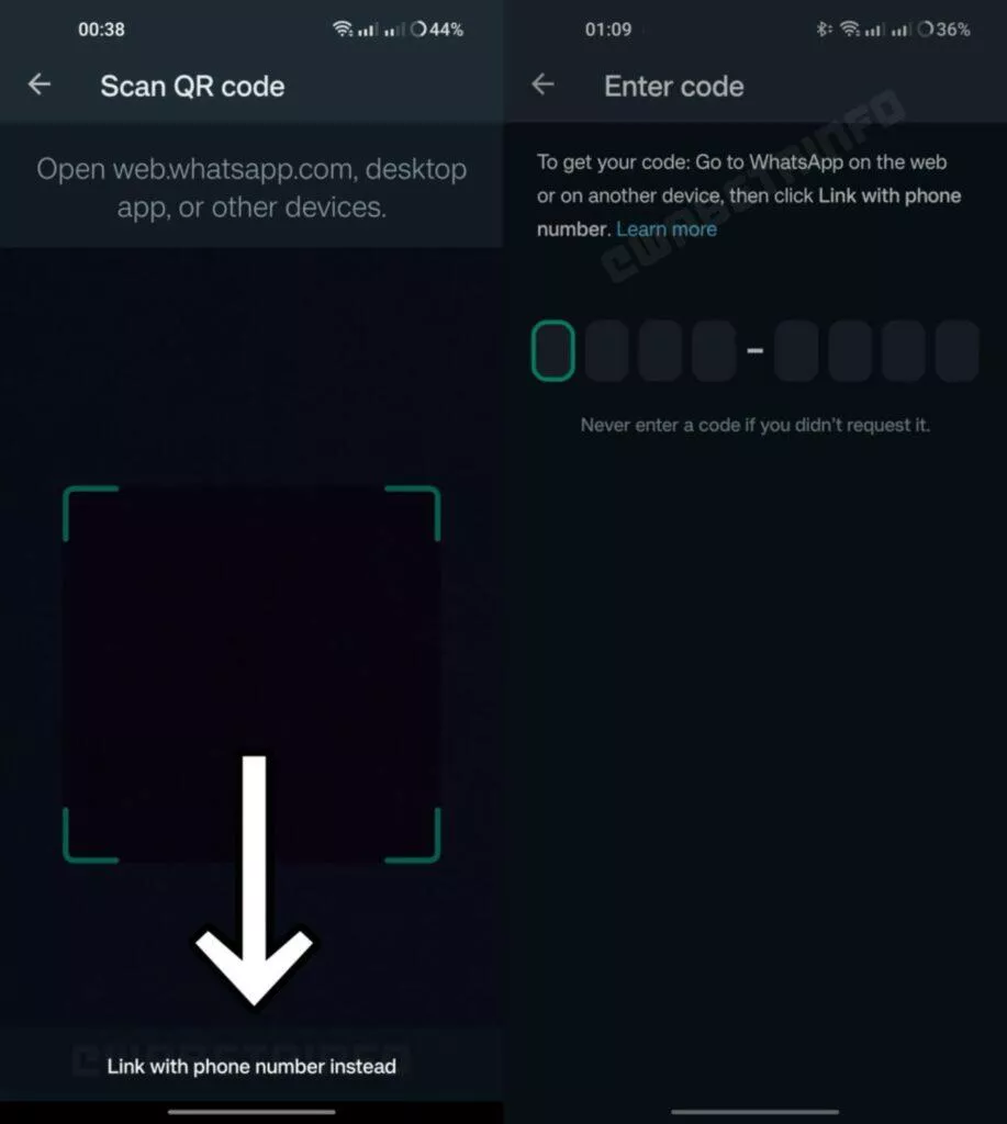 WhatsApp web propojení telefonní číslo aplikace android beta ukázka