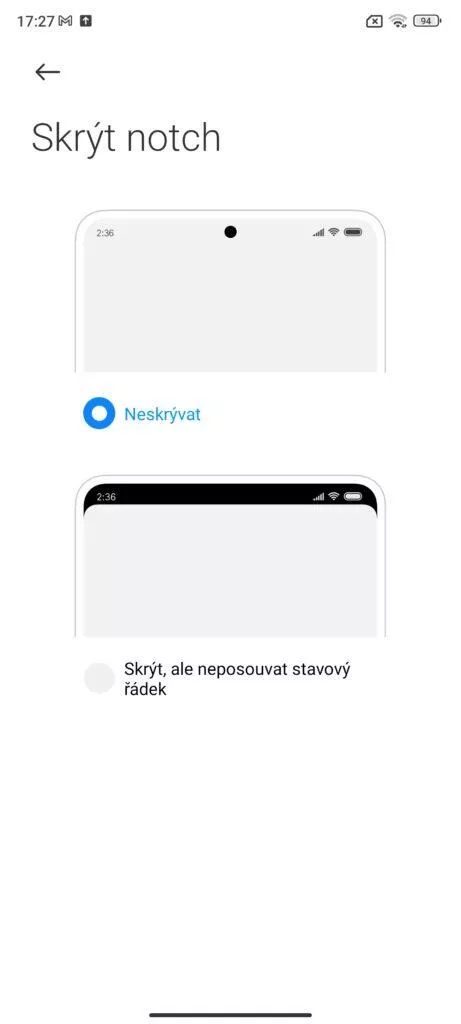 skrytí průstřelu android