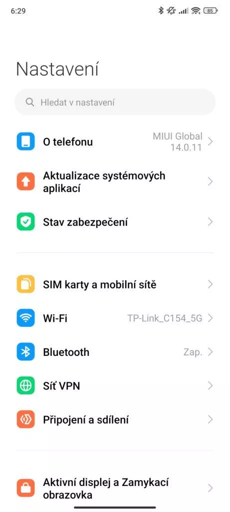 MIUI 14 nastavení