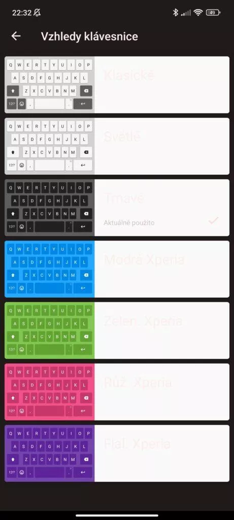 Xperia klávesnice