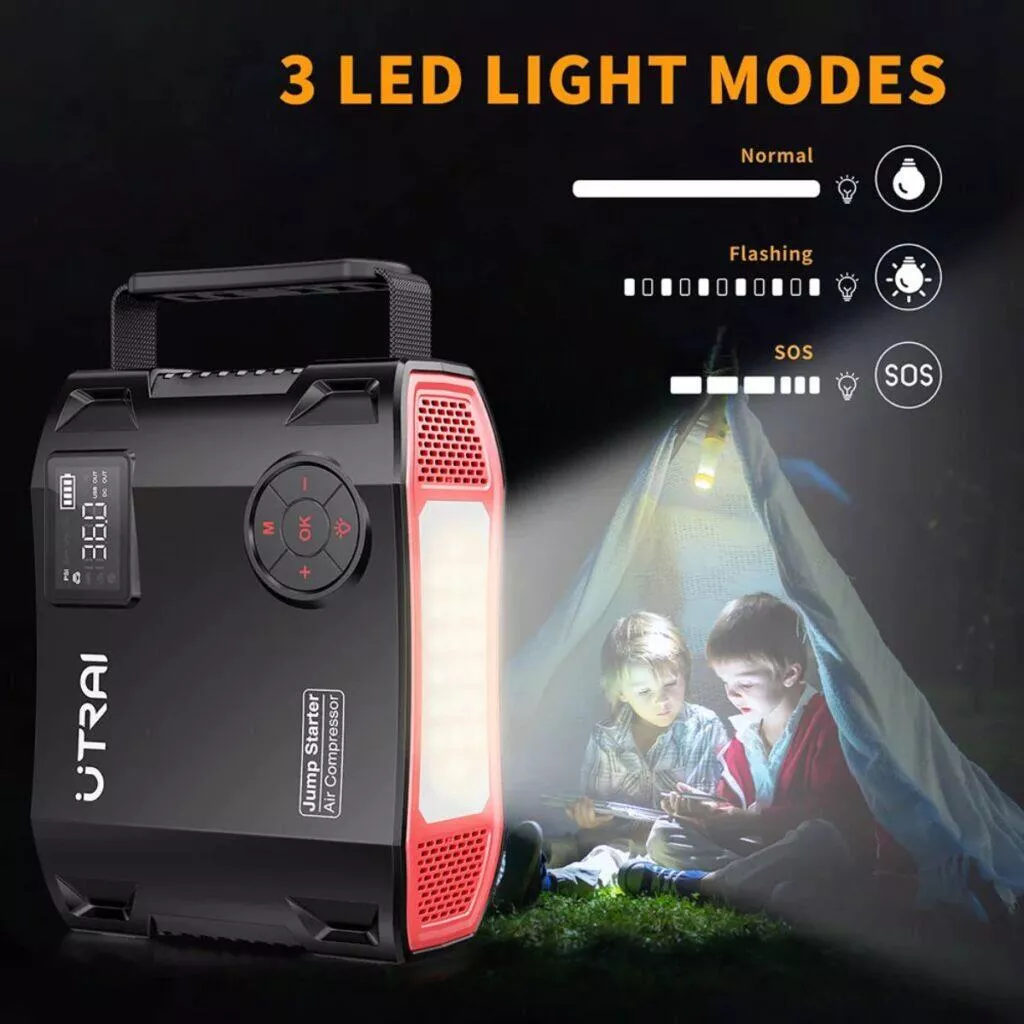 UTRAI 4 In 1 16000mAh startovací powerbanka s kompresorem LED svítilna