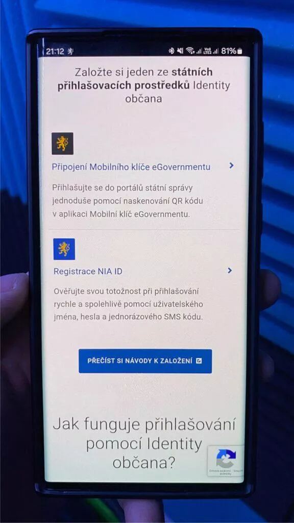 aplikace eDoklady registrace návod přihlášení občanský průkaz občanka 8 založení identita občana