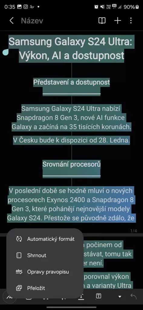 samsung poznámky ai