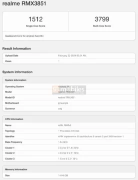 realme rmx3851 geekbench 1