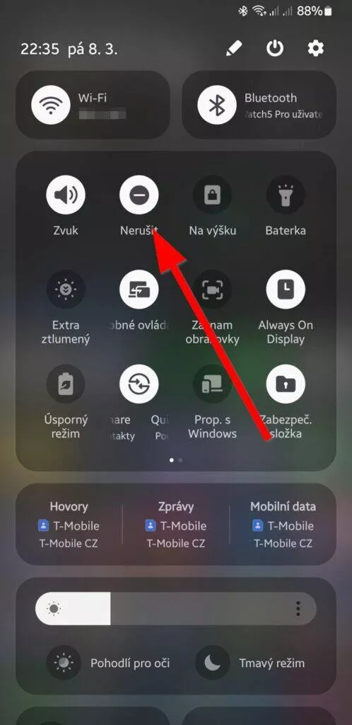 Režim nerušit vypnut
