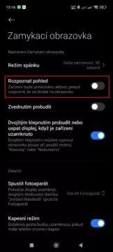 nastavení rozpoznání pohledu