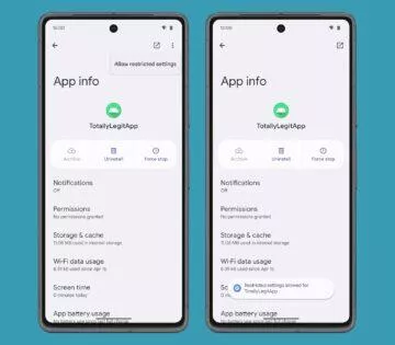 Android povoluje omezené nastavení