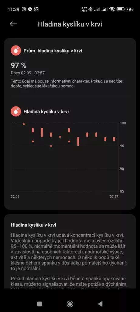 Měření spánku Xiaomi Watch2 Pro LTE, kyslík