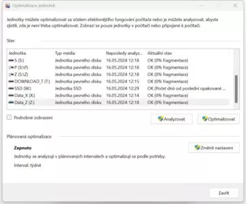 disk optimalizace
