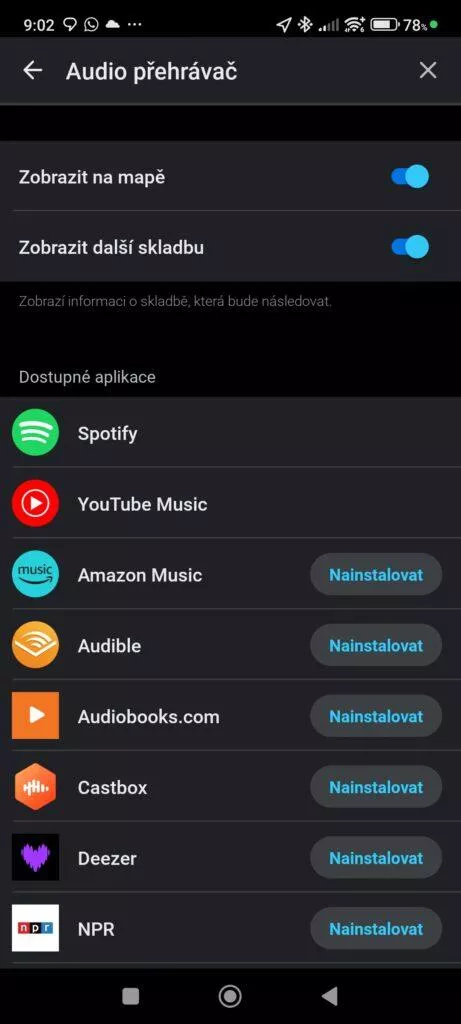 Přehrávání streamované hudby