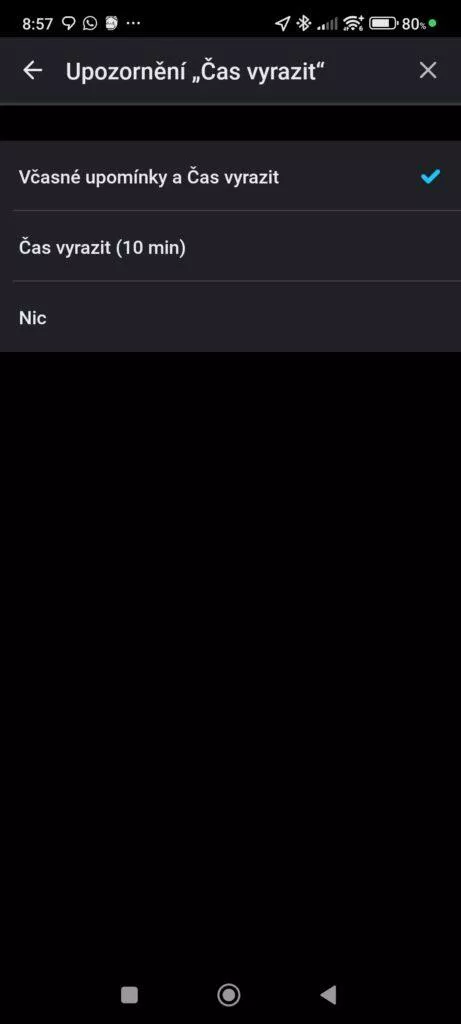 Upozornění, že je čas vyrazit