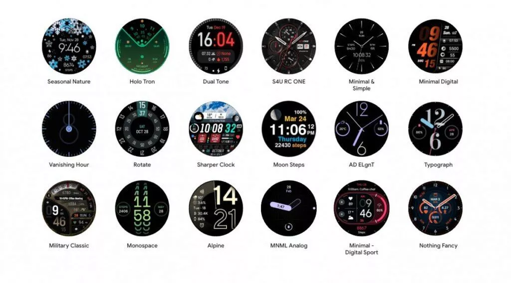 wear os 5 ciferníky