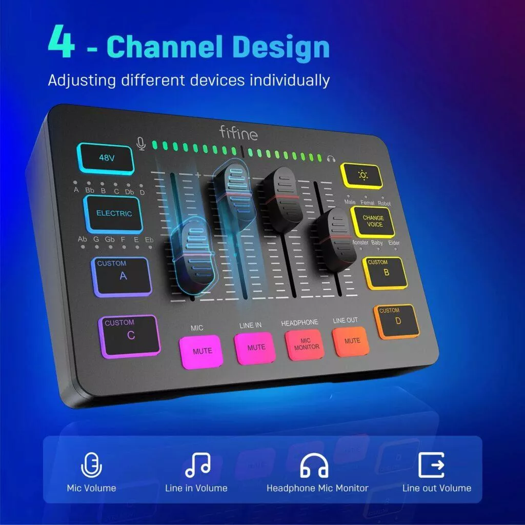 Čtyřkanálový mixážní pult FIFINE AliExpress stream podcast vybavení