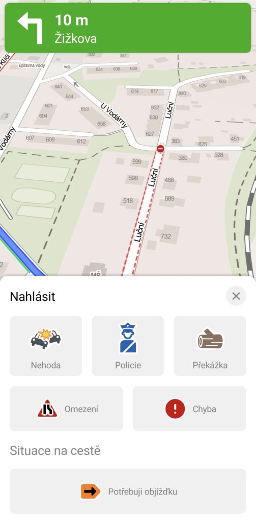 mapy.cz potřebuji objížďku
