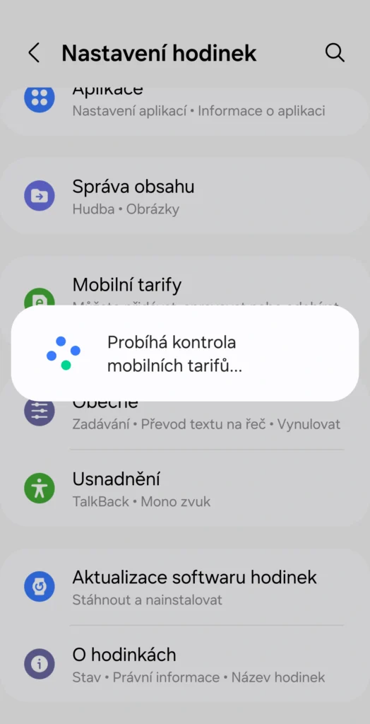 nastaveni hodinek kontrola tarifu