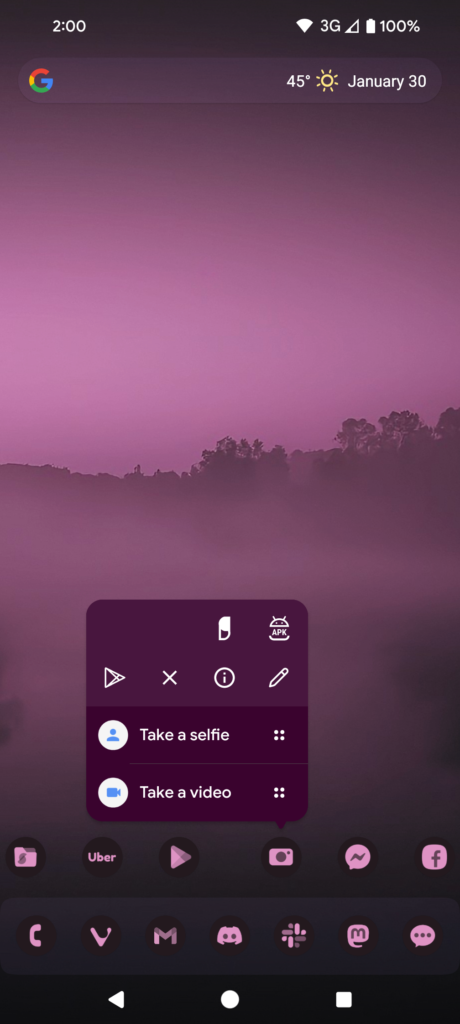 nova launcher plocha fialova