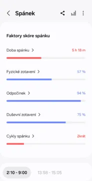 samsung health spanek skore
