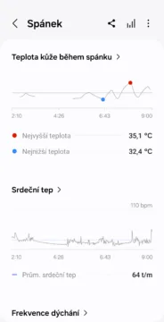 samsung health spanek teplota