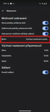 google keep nastaveni motivu 1