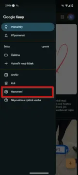 google keep nastaveni motivu 2