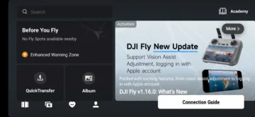 dji fly uvodni obrazovka