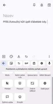 gboard undo v liste