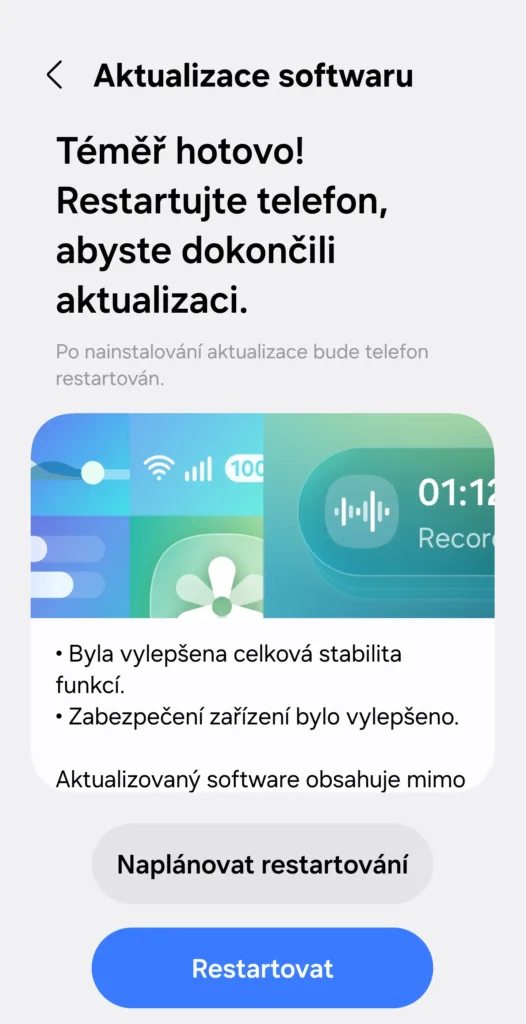 aktualizace s25 restart