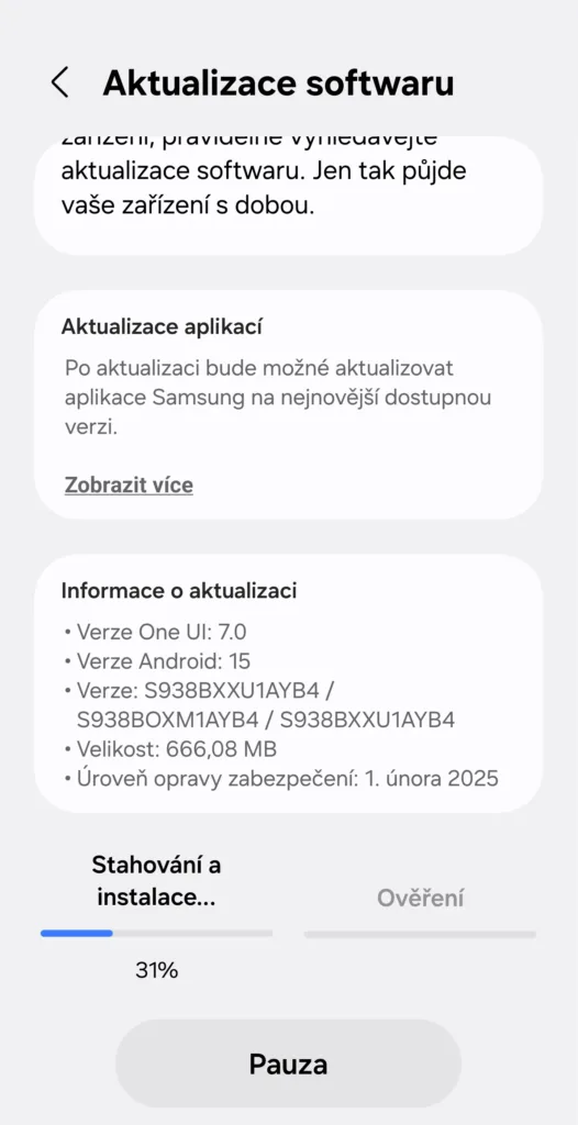 aktualizace s25 verze