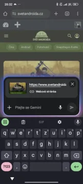 google gemini zeptat se na tuto obrazovku textove pole
