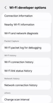 wi fi developer options