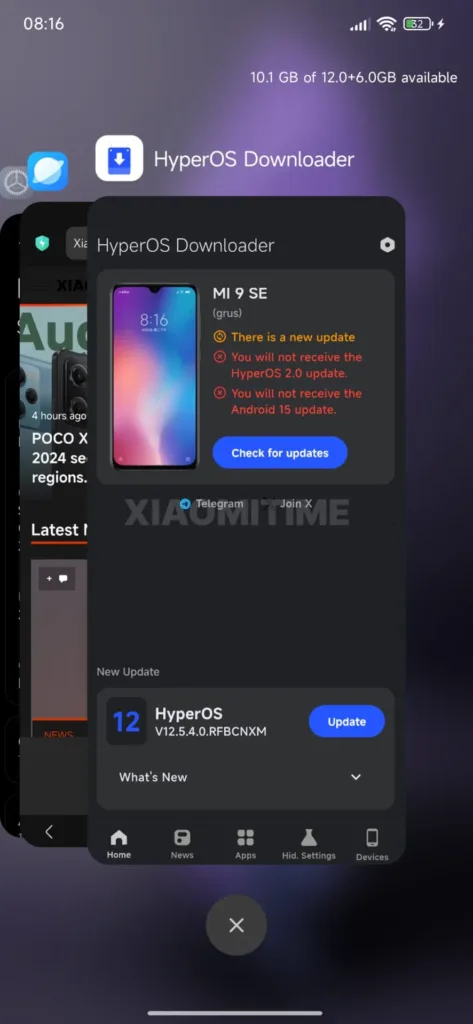 xiaomi hyperos 2.2 nedavne aplikace 2