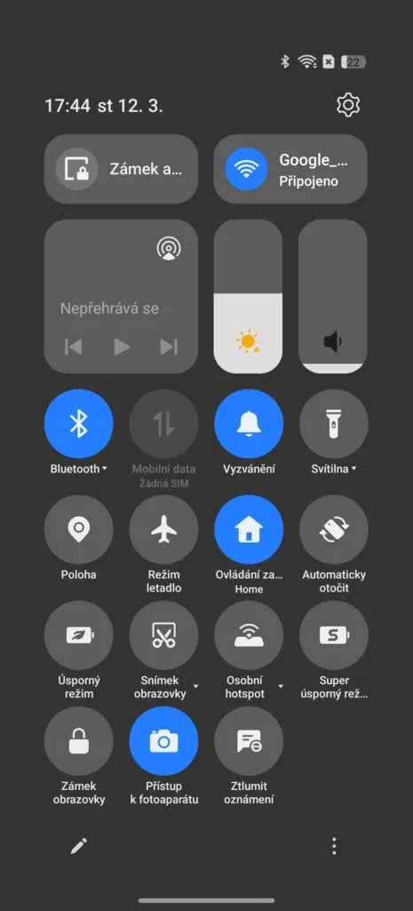Realme UI 6.0 rychlé nastavení možnosti