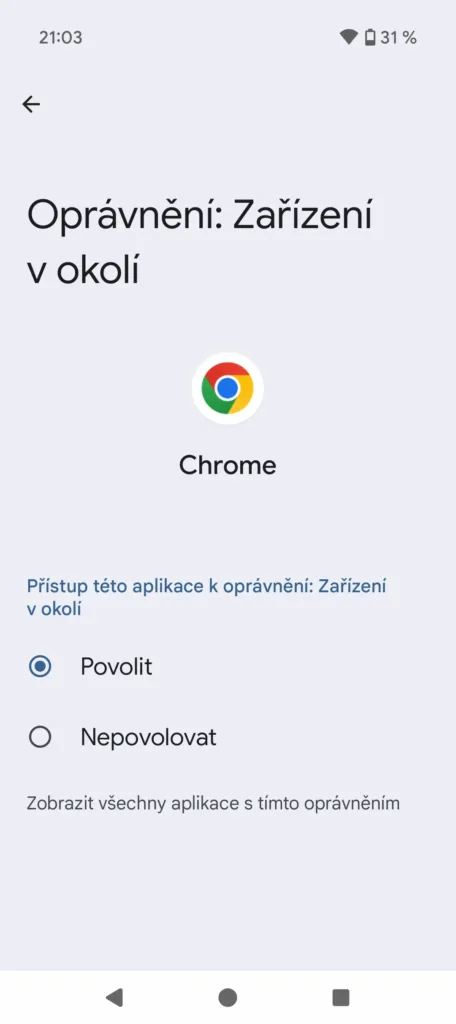 chrome opravneni