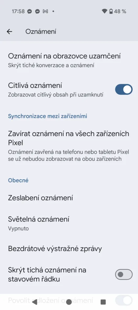 nastaveni oznameni