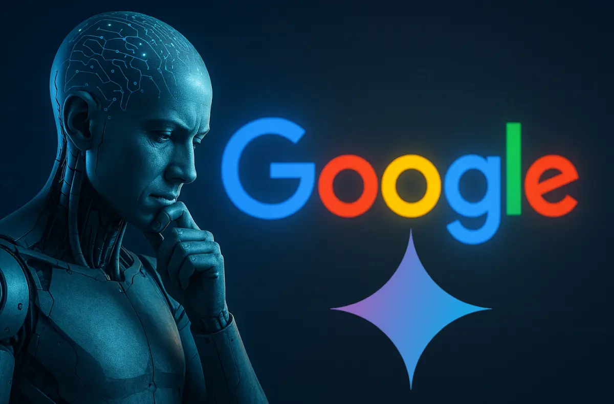 premyslejici umela inteligence vedle loga googlu ilustrace k gemini 2.5 pro