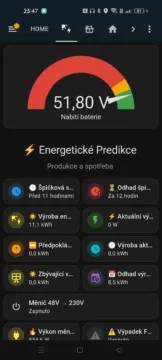 Home assistant UI - kontrola fotovoltaiky