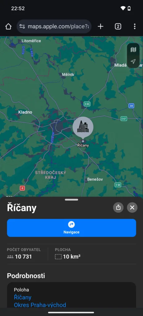 Mapy Apple na Androidu - navigace