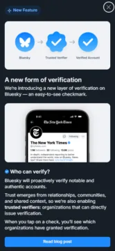 Oznámení o verifikacích BlueSky