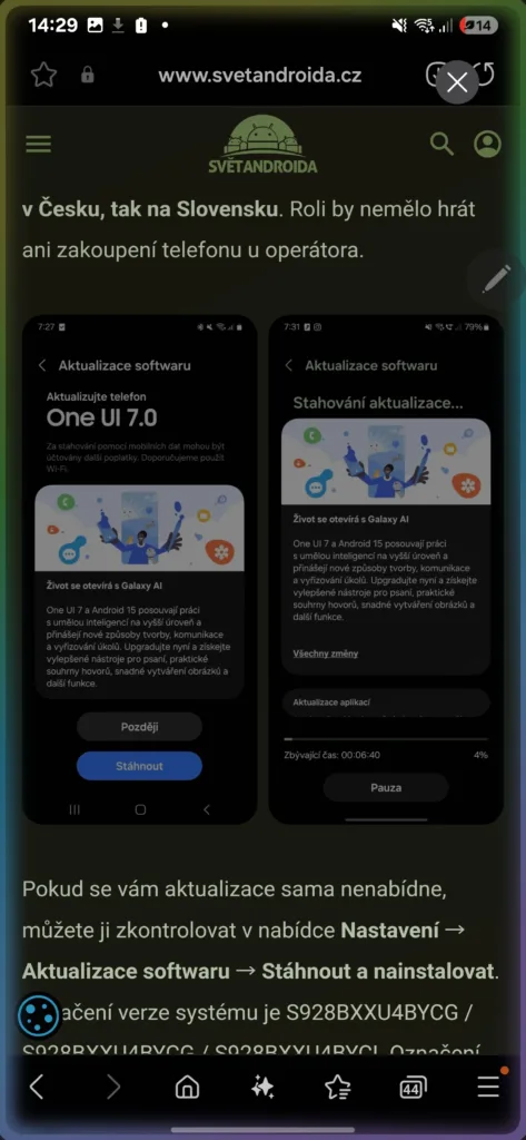 Samsung Galaxy AI výběr skrz ai
