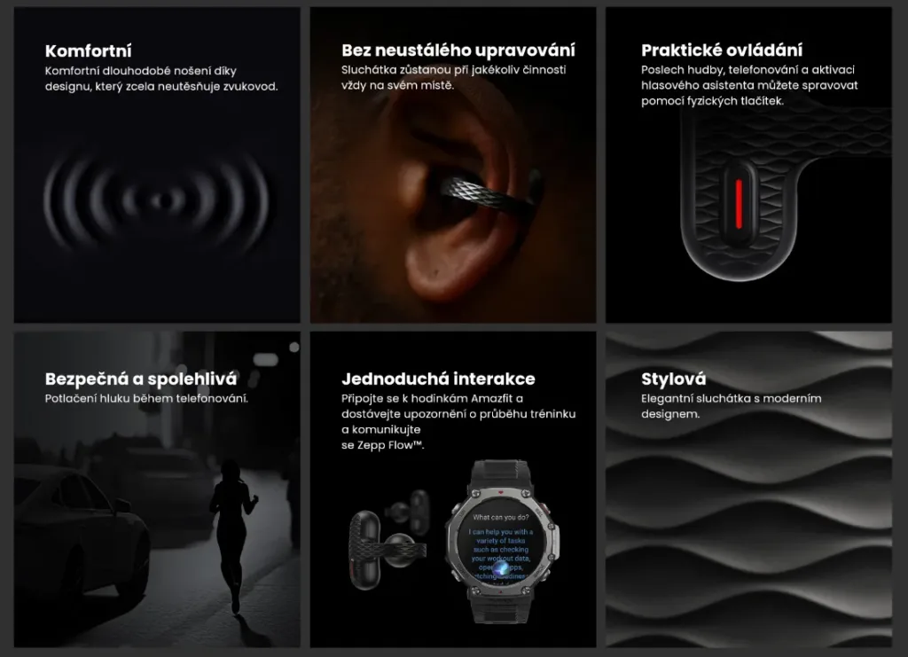 amazfit up earbuds klicove specifikace