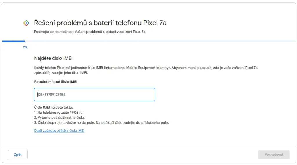 Formulář pro opravu nebo výměnu Pipxelu 7a